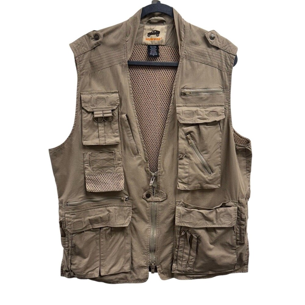 Humvee Size XL Outdoor Shooting Fishing Vest Many Pockets Front Zipper Closure